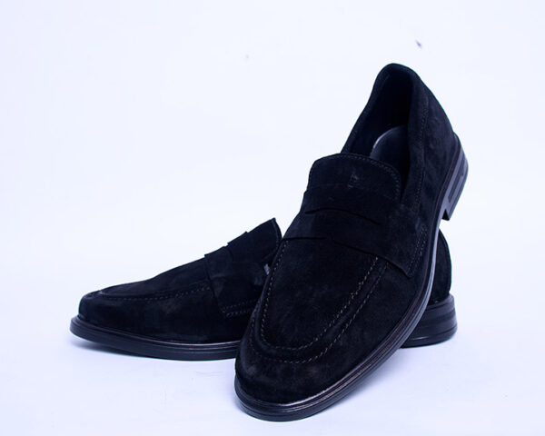 BLACK SUEDE PENNY LOAFERS
