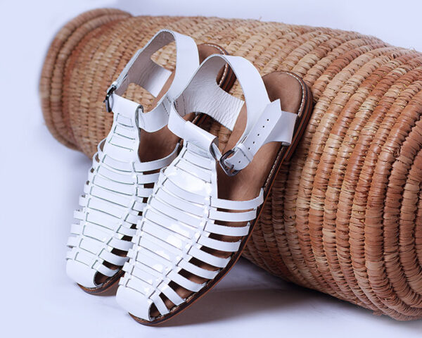 Bambata White Gladiator Strappy Sandals - Image 3