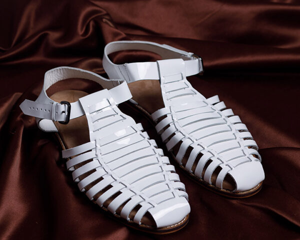 Bambata White Gladiator Strappy Sandals - Image 2