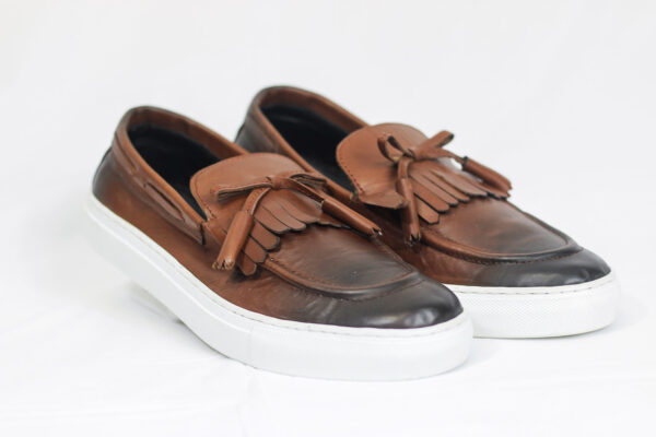 BROWN Leather FRINGE Casual Sneakers