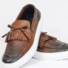 BROWN Leather FRINGE Casual Sneakers - Image 2