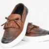 BROWN Leather FRINGE Casual Sneakers - Image 4