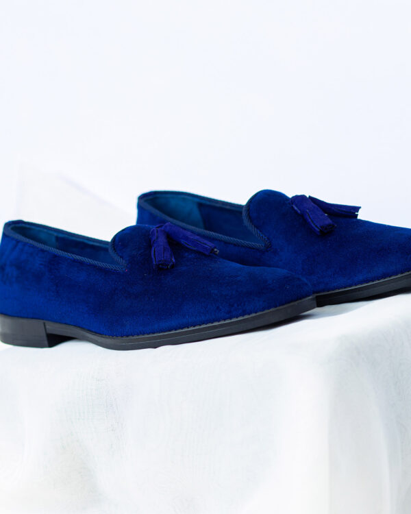 BLUE Velvet Slippers With Blue Tassel - Image 4