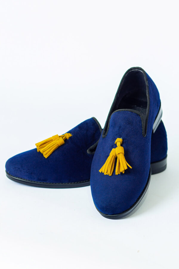 BLUE Velvet Slippers WITH YELLOW TASELL - Image 6