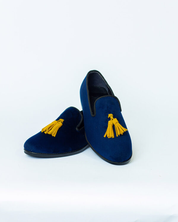 BLUE Velvet Slippers WITH YELLOW TASELL - Image 5