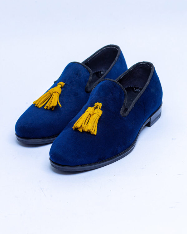 BLUE Velvet Slippers WITH YELLOW TASELL - Image 4
