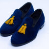 BLUE Velvet Slippers WITH YELLOW TASELL - Image 3