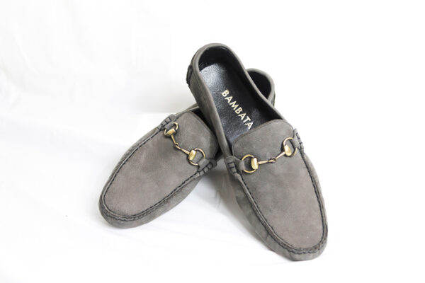 Grey suede driving shoe